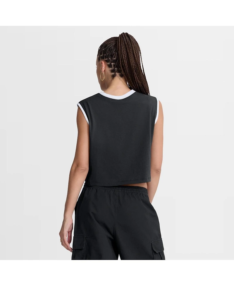 Nike Women's Black Los Angeles Dodgers Primetime Loose Dri-fit Cropped Tank Top