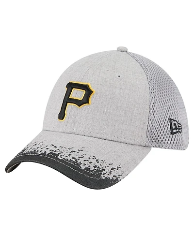 New Era Men's Gray Pittsburgh Pirates Visor Paint Splatter 39THIRTY Flex Hat