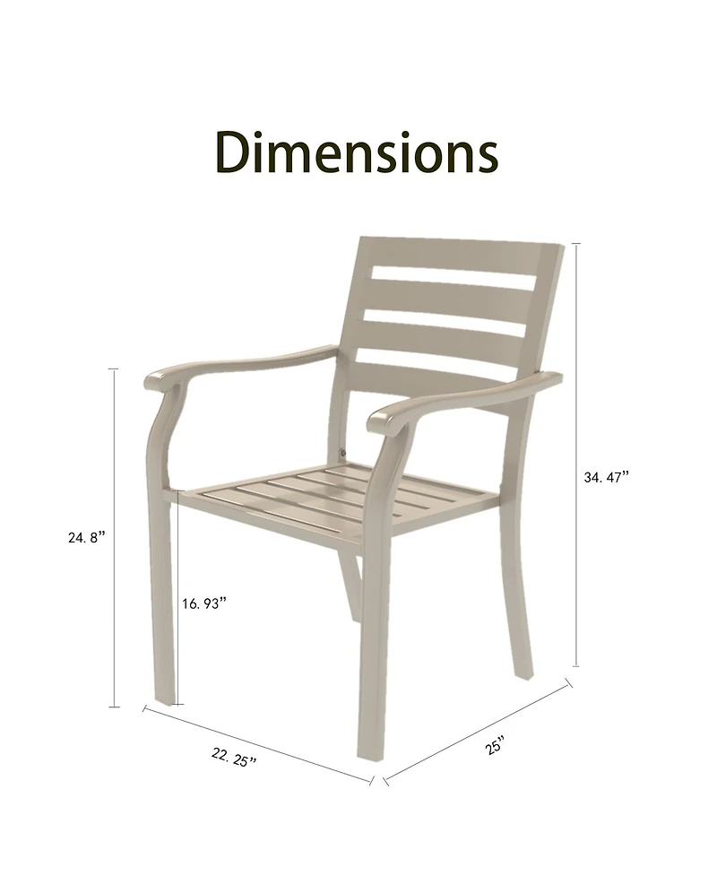 Mondawe 2-Piece Outdoor Dining Chair Set, Heavy-Duty Iron Frame with E-Coating, All-Weather Patio Chairs, Sandstone