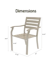 Mondawe 2-Piece Outdoor Dining Chair Set, Heavy-Duty Iron Frame with E-Coating, All-Weather Patio Chairs, Sandstone