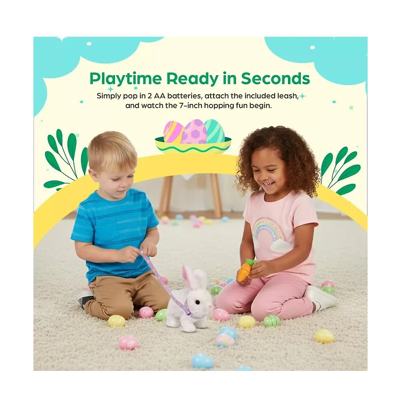 Sperric Interactive Easter Plush Bunny with Carrot Cabbage & Spinner Egg Toys