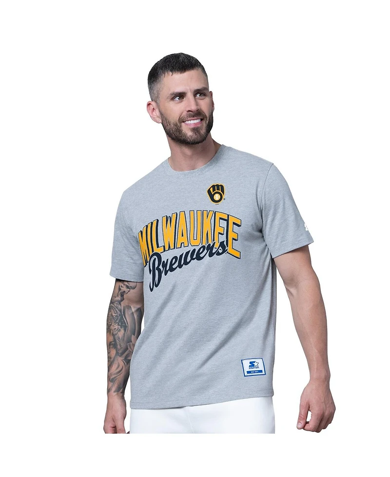 Starter Men's 2-Pack Navy/Heather Gray Milwaukee Brewers T-Shirt Set