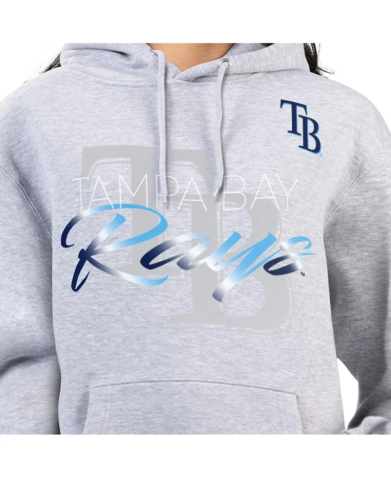 G-iii 4Her by Carl Banks Women's Heather Gray Tampa Bay Rays Shadow Logo Graphic Pullover Hoodie