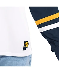 G-iii 4Her by Carl Banks Women's White/Navy Indiana Pacers Key Player Oversized Hooded Long Sleeve T-Shirt