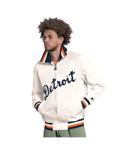 Starter Men's White Detroit Tigers The Captain Cooperstown Logo Full-Zip Varsity Jacket
