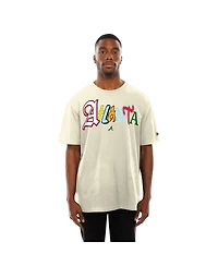 New Era Men's Cream Atlanta Braves Ransom Note Oversized T-Shirt