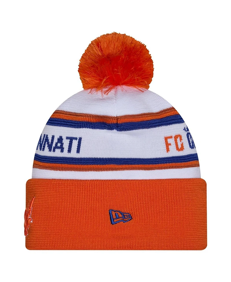 New Era Men's White Fc Cincinnati 2026 Jersey Hook Cuffed Pom Knit Hat