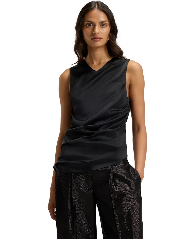 Boss by Hugo Boss Women's Stretch-Silk Asymmetric-Hem Top