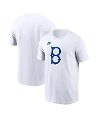 Nike Men's White Brooklyn Dodgers Cooperstown Collection Logo T-Shirt