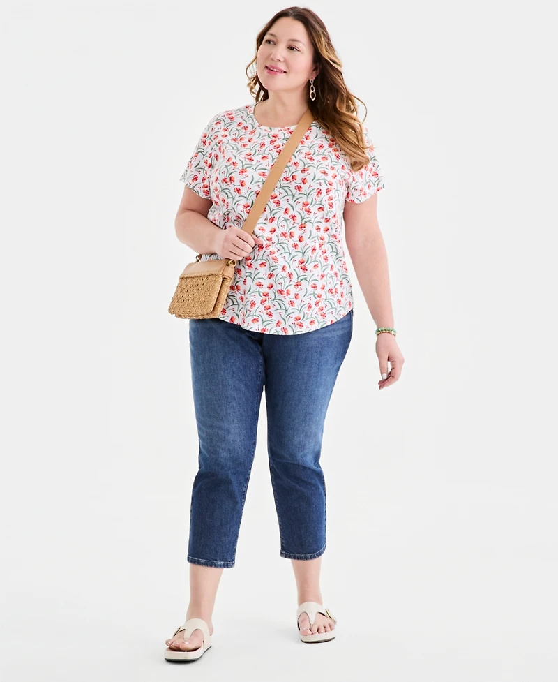 Style & Co Plus Printed Short-Sleeve Crewneck T-Shirt, Macy's Exclusive