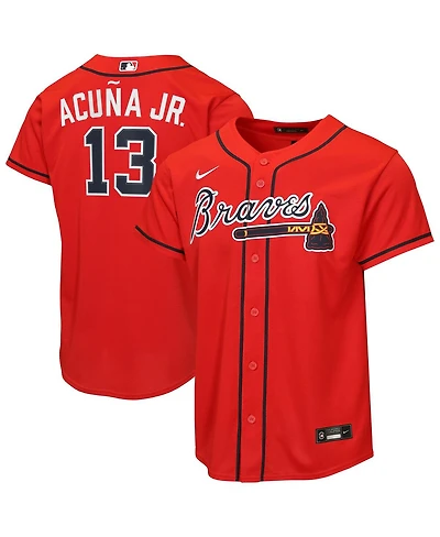Nike Big Boys and Girls Ronald Acuna Jr. Red Atlanta Braves Alternate 2 Replica Jersey