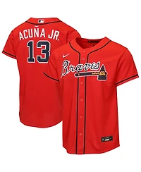 Nike Big Boys and Girls Ronald Acuna Jr. Red Atlanta Braves Alternate 2 Replica Jersey
