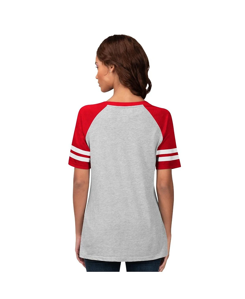 G-iii 4Her By Carl Banks Women's Heather Gray Philadelphia Phillies Goal Line Raglan V-Neck T-Shirt
