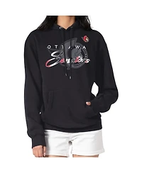 G-iii 4Her by Carl Banks Men's Black Ottawa Senators Shadow Logo Fleece Pullover Hoodie