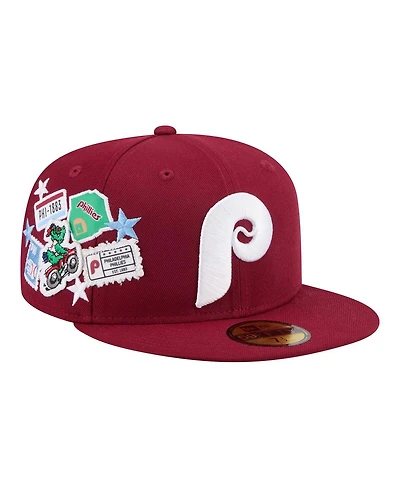 New Era Men's Burgundy Philadelphia Phillies City Patch 59FIFTY Fitted Hat