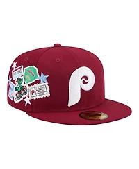 New Era Men's Burgundy Philadelphia Phillies City Patch 59FIFTY Fitted Hat