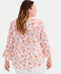 Style & Co Plus Pintucked Bell-Sleeve Top, Macy's Exclusive