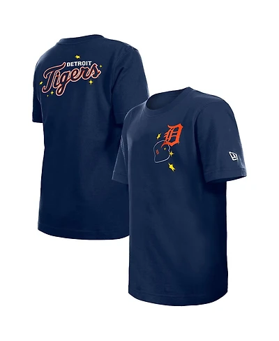 New Era Big Boys and Girls Navy Detroit Tigers Stars Cap T-Shirt