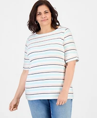 Style & Co Plus Cuffed Elbow-Sleeve Top, Macy's Exclusive