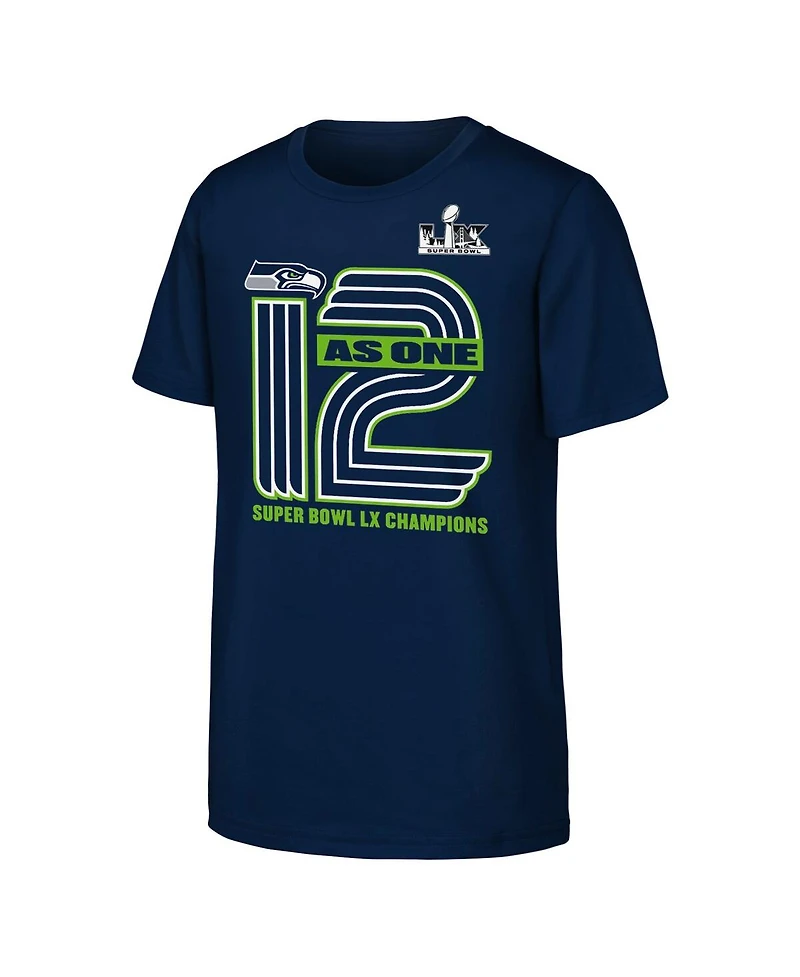 Fanatics Big Boys and Girls College Navy Seattle Seahawks Super Bowl Lx Champions Hometown Collection T-Shirt