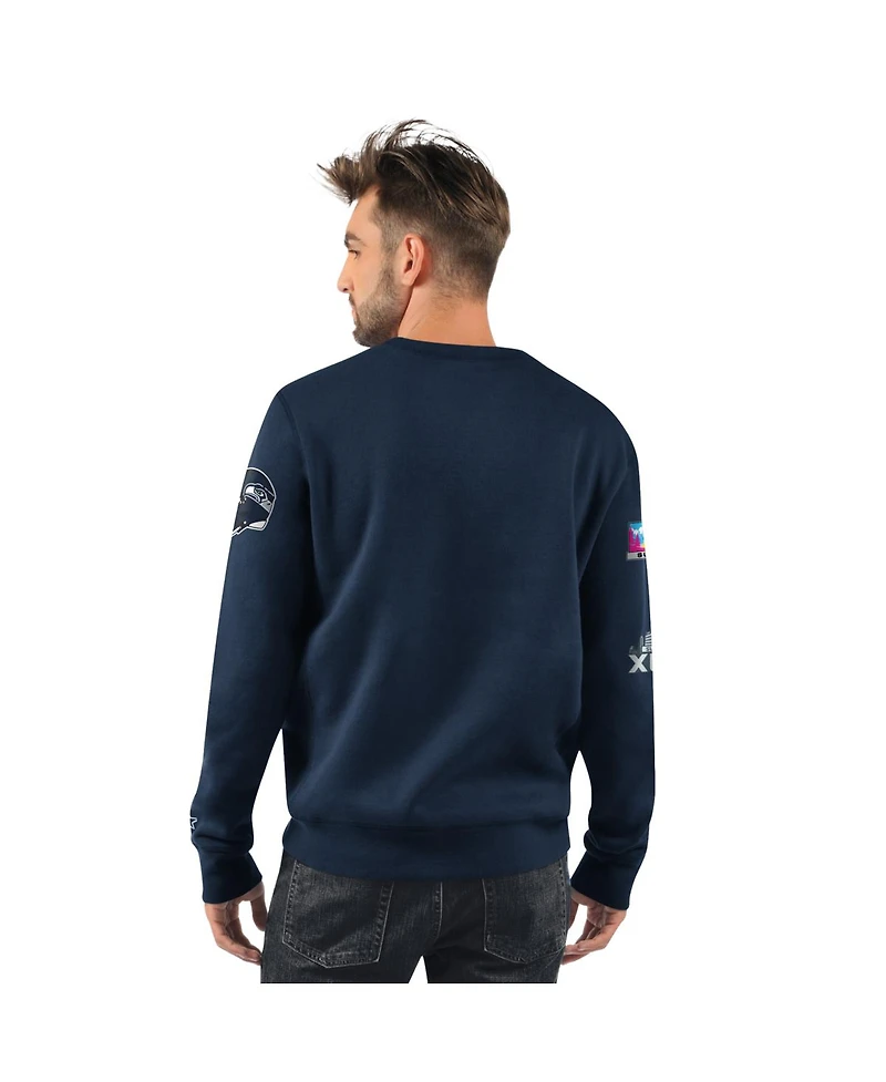 Starter Men's College Navy Seattle Seahawks Two-Time Super Bowl Champions Classic Fleece Sweatshirt