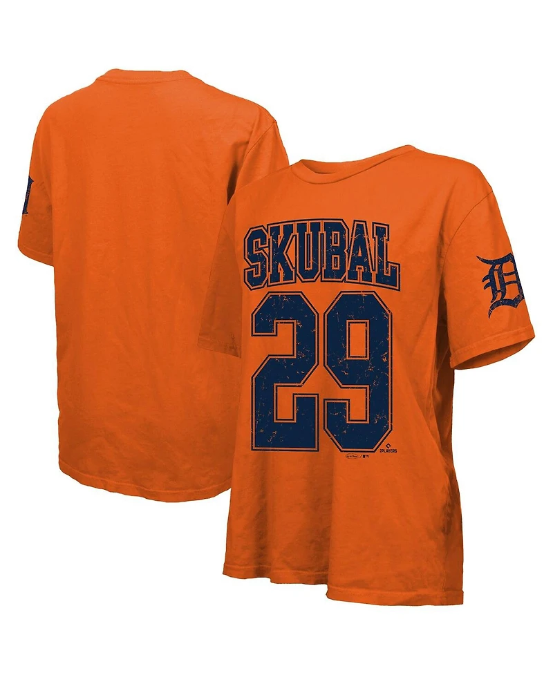 Majestic Threads Women's Tarik Skubal Orange Detroit Tigers Oversized Name Number T-Shirt