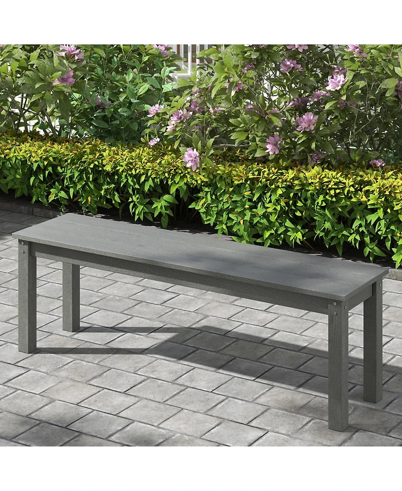 Gymax 2PCS 55'' Hdpe Outdoor Bench Weatherproof Backless Patio Garden Bench