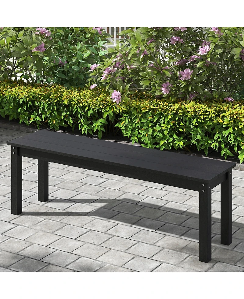 Gymax 2PCS 55'' Hdpe Outdoor Bench Weatherproof Backless Patio Garden