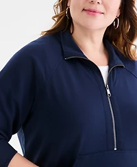 Style & Co Plus Luxsoft French Terry Half-Zip Sweatshirt, Macy's Exclusive