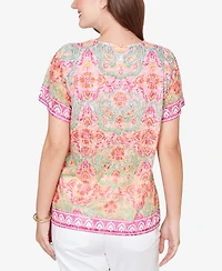 Ruby Rd. Petite Floral Damask Print Knit T-shirt