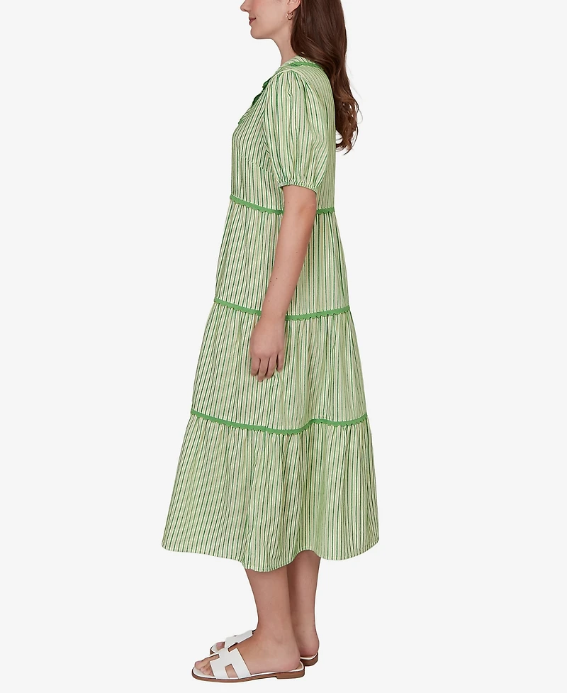 Ruby Rd. Petite Textured Stripe Tiered Maxi Dress