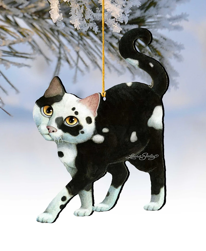 Designocracy Cookie and Creme Cat Holiday Ornaments, Set of 2