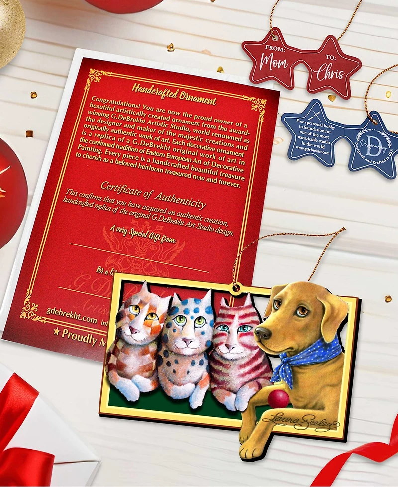 Designocracy the Dog Pets Holiday Ornaments, Set of 2