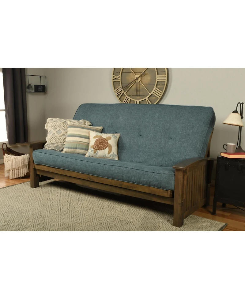 Kodiak Washington Frame-Rustic Walnut Finish-Linen Aqua Mattress