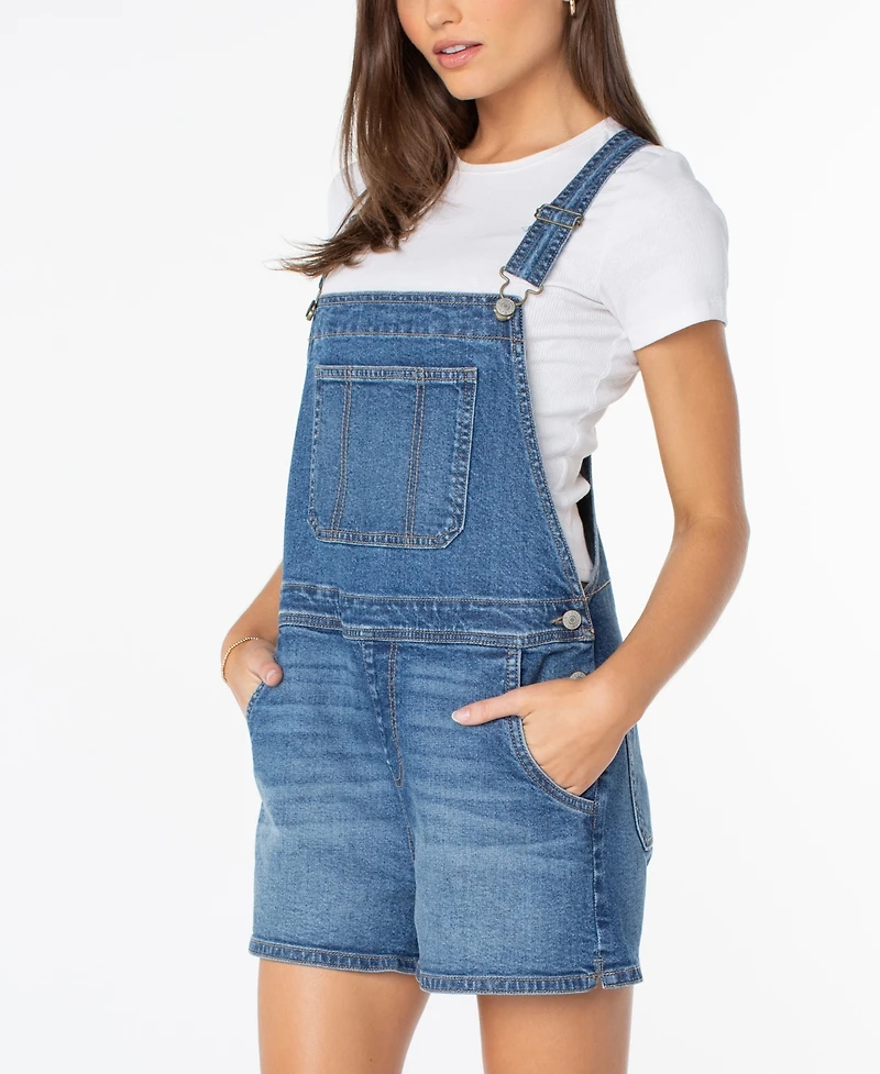 Celebrity Pink Women's Square Neck Denim Shortalls