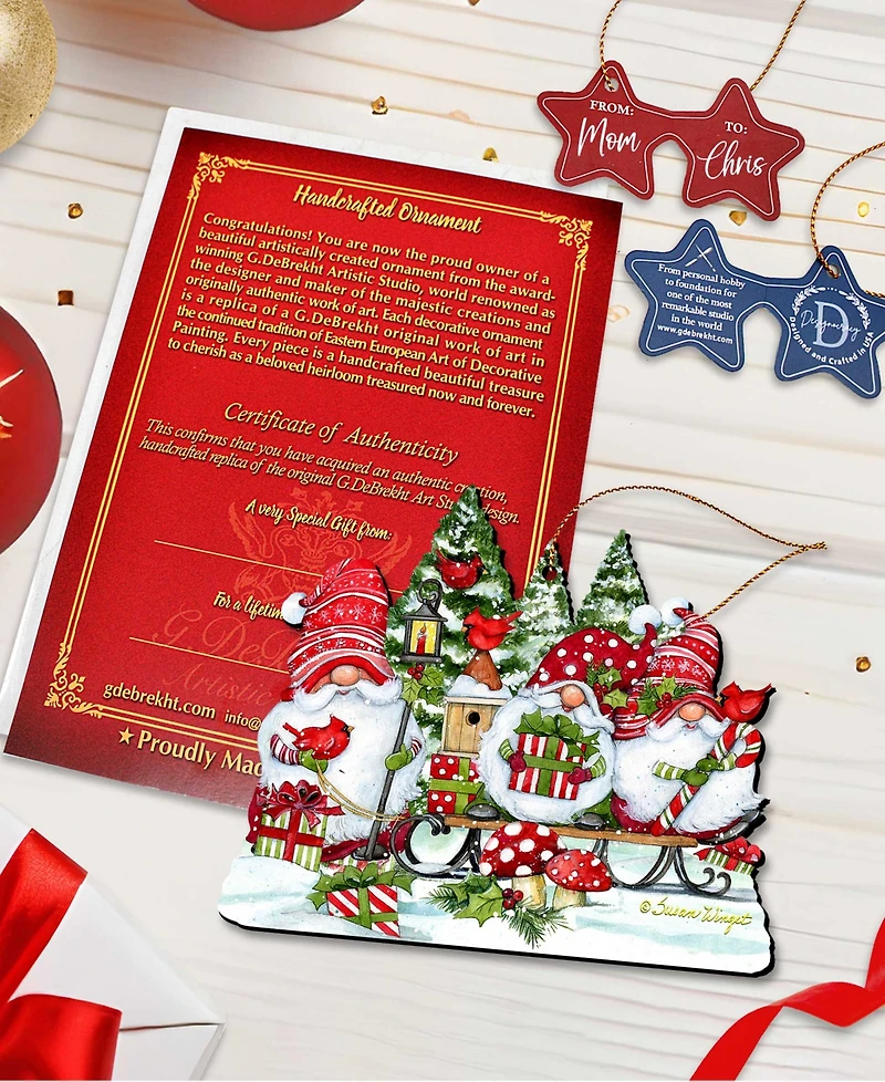 Designocracy Christmas Gnomes Holiday Ornaments, Set of 2