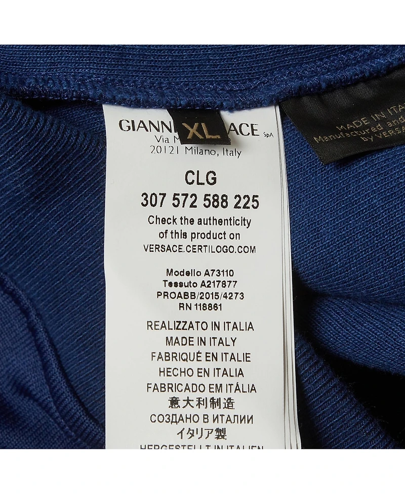 Pre-Owned Versace Men's Medusa Leather Trim Knit Crewneck Sweatshirt