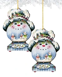 Designocracy Joe Cool Snow Globe Holiday Ornaments, Set of 2