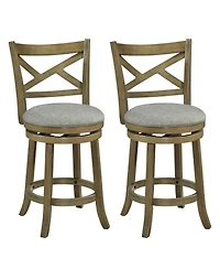 Swivel Bar Stools Set of Counter Height Chairs with Hollow Back Soft-padded Seat