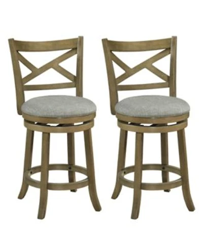 Costway Swivel Bar Stools Sets Counter Height Chairs With Hollow Back Soft Padded Seat