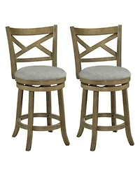 Costway Swivel Bar Stools Sets Counter Height Chairs With Hollow Back Soft Padded Seat