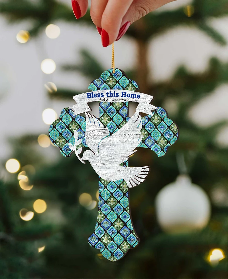 Designocracy Blessings Cross Holiday Ornaments, Set of 2