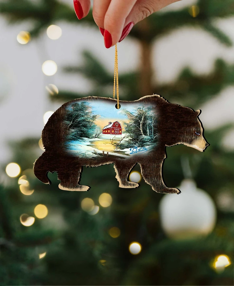 Designocracy Bear Holiday Ornaments, Set of 2