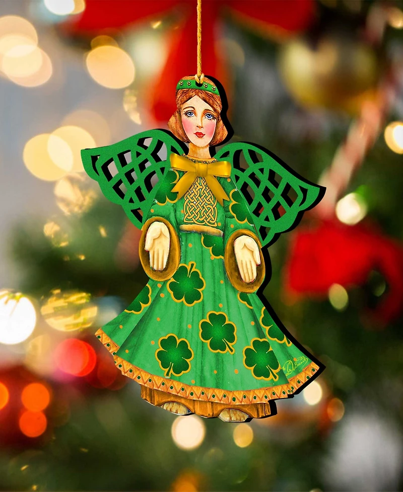 Designocracy Irish Angel Holiday Ornaments, Set of 2