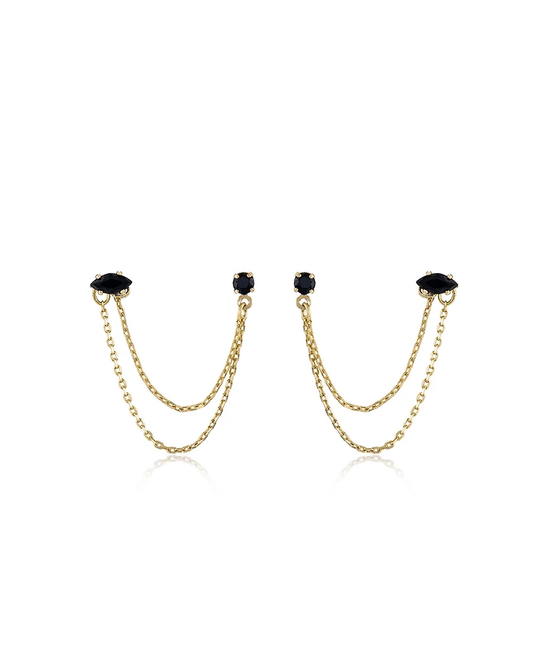 Ettika Double Piercing Chain Dangle Earrings