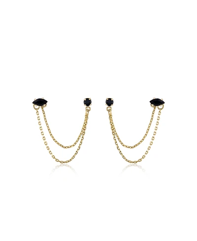 Ettika Double Piercing Chain Dangle Earrings