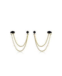 Ettika Double Piercing Chain Dangle Earrings