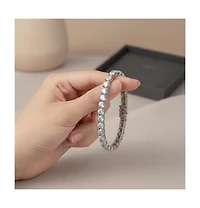 Sterling Silver White Gold Plated with 5mm Round Prong Set Cubic Zirconia Tennis Bracelet