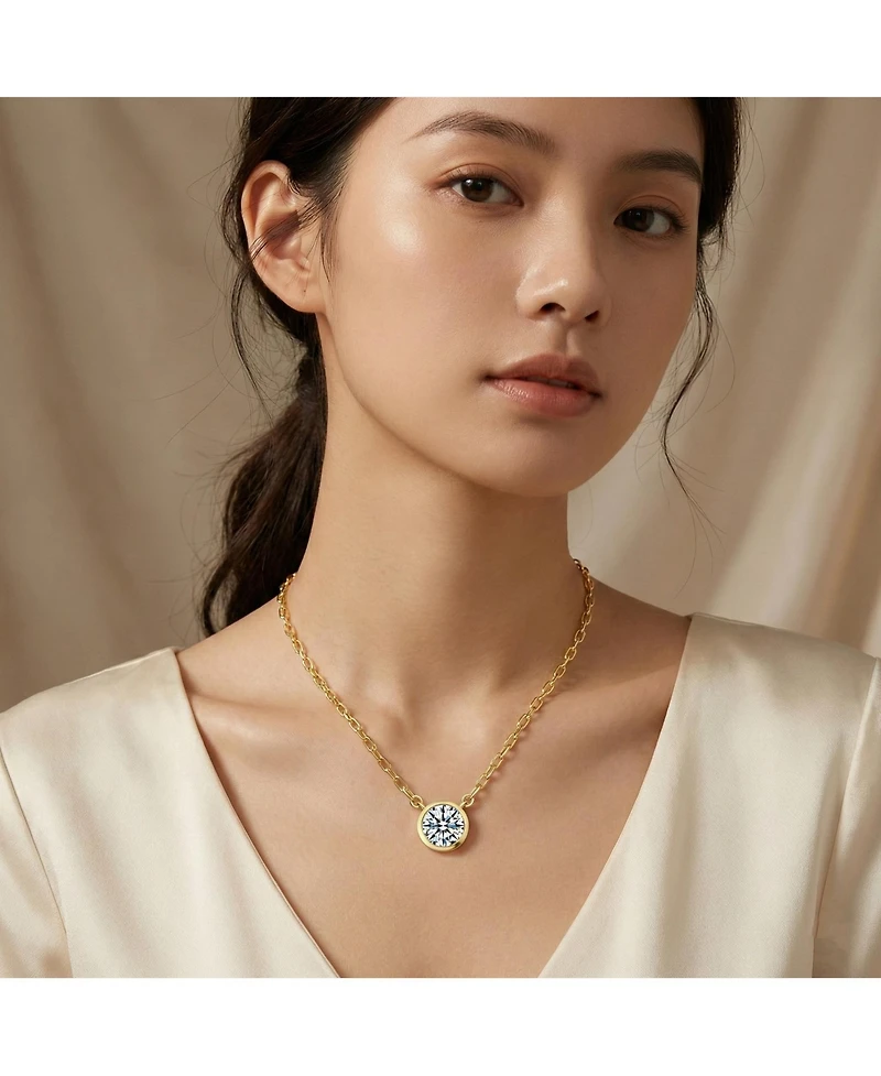 Elegant Clear Cubic Zirconia Round Stud Necklace