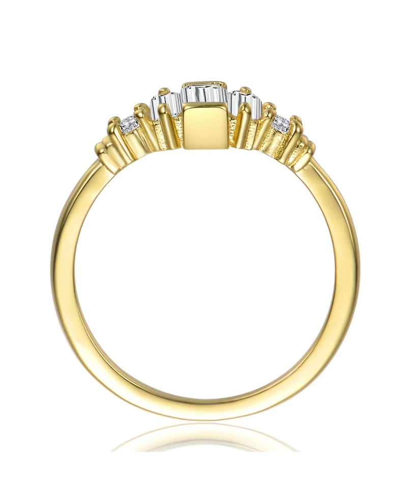 14K Gold Plated with Clear Cubic Zirconia Cocktail Ring